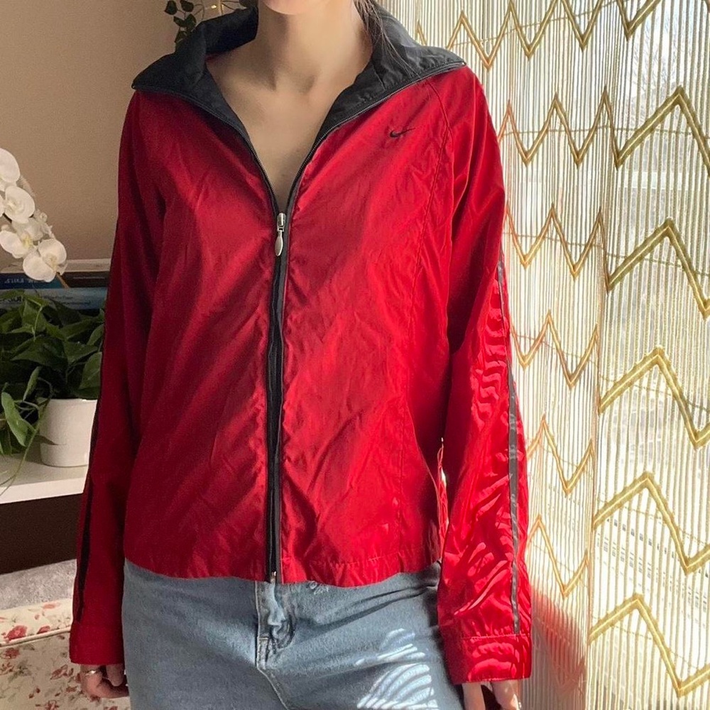 Red Black Nike Zip Up Sweatshirt